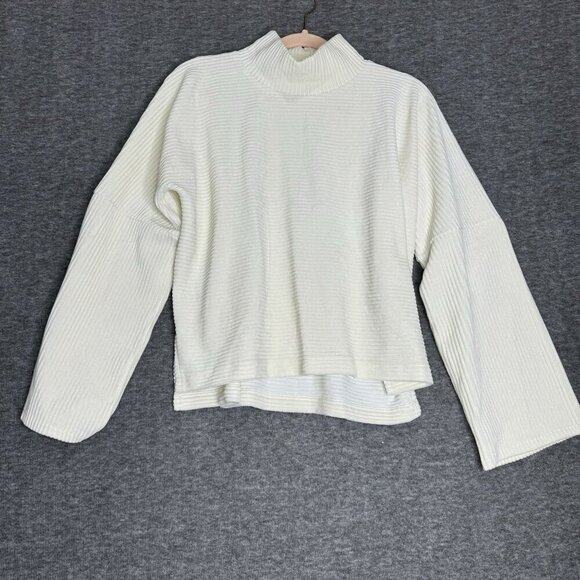 Madewell Texture Thread Womens‎ Ribbed Turtleneck Sweater Medium White Soft - Picture 5 of 9